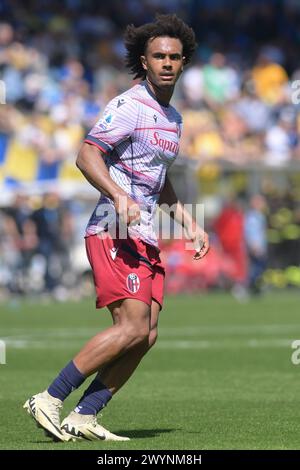 Frosinone, Italia. 7 aprile 2024. Joshua Zirkzee del Bologna FC durante la partita di serie A tra Frosinone calcio e Bologna FC allo stadio Benito stirpe il 7 aprile 2024 a Frosinone, italia punteggio finale 0-0 (Credit Image: © Agostino Gemito/Pacific Press via ZUMA Press Wire) SOLO USO EDITORIALE! Non per USO commerciale! Foto Stock