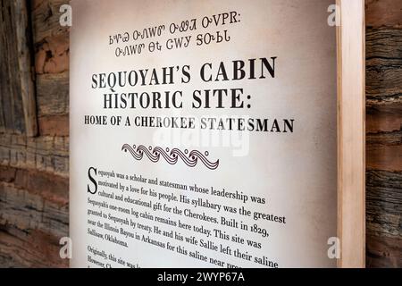 Mostra informativa al Sequoyah's Cabin Museum di Sallisaw, Oklahoma. (USA) Foto Stock