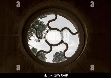 Rundes Fenster am Schloss Altdöbern, Oberspreewald, Brandeburgo, Deutschland *** finestra rotonda al castello di Altdöbern, Oberspreewald, Brandeburgo, Germania Foto Stock