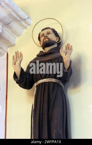 San Francesco, statua nella chiesa parrocchiale dell'Immacolata Concezione a Mace, Croazia Foto Stock