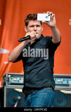 Roy Stride - Scouting for Girls, V2011, Hylands Park, Chelmsford, Essex, Regno Unito - 21 agosto 2011 Foto Stock