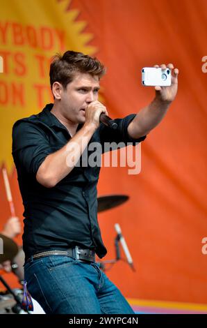 Roy Stride - Scouting for Girls, V2011, Hylands Park, Chelmsford, Essex, Regno Unito - 21 agosto 2011 Foto Stock