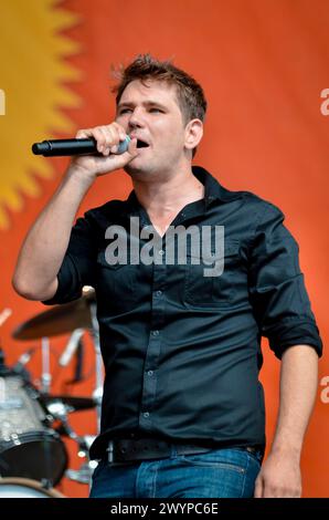 Roy Stride - Scouting for Girls, V2011, Hylands Park, Chelmsford, Essex, Regno Unito - 21 agosto 2011 Foto Stock