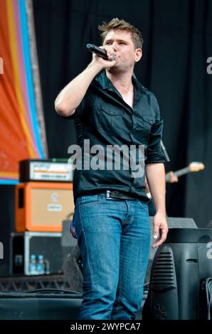 Roy Stride - Scouting for Girls, V2011, Hylands Park, Chelmsford, Essex, Regno Unito - 21 agosto 2011 Foto Stock