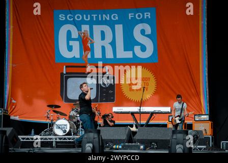 Roy Stride - Scouting for Girls, V2011, Hylands Park, Chelmsford, Essex, Regno Unito - 21 agosto 2011 Foto Stock