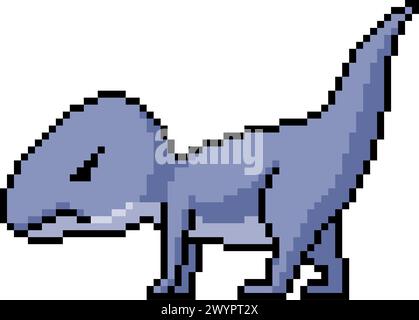 pixel art di baby dinosauro arrabbiato sfondo isolato Illustrazione Vettoriale