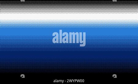 Sfumatura grafica pixel dal blu scuro al bianco. Sfondo vettoriale dithering senza interruzioni Illustrazione Vettoriale