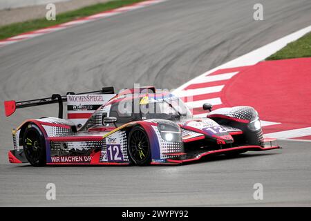 Barcellona, Spagna. 8 aprile 2024. 2° giorno - Prologo European LeMans Series Circuit De Catalunya #12 WTM BY RINALDI RACING, LMP3, Duqueine M30 - D08 - Nissan, Torsten KRATZ (DEU)/Leonard WEISS (DEU)/Oscar TUNJO (col) ( crediti: Rob Gray/Alamy Live News Foto Stock