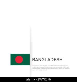 Sfondo della bandiera del Bangladesh. Bandiera patriottica del bangladesh di Stato, copertina. Modello di documento con bandiera bangladesh su sfondo bianco. Poster nazionale Illustrazione Vettoriale