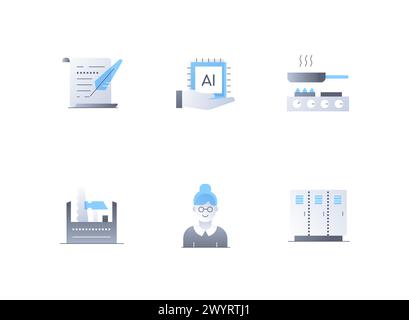 Materie scolastiche e istruzione: Set di icone di stile dal design piatto Illustrazione Vettoriale