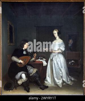 "The Duet: Singer and Theory Player", 1669, Gerard ter Borch, Musée du Louvre, Parigi, Francia, Europa Foto Stock