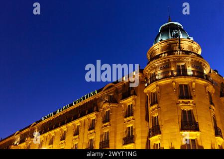 María Cristina Hotel e fiume Urumea. San Sebastián. Euskadi. Spagna. Foto Stock