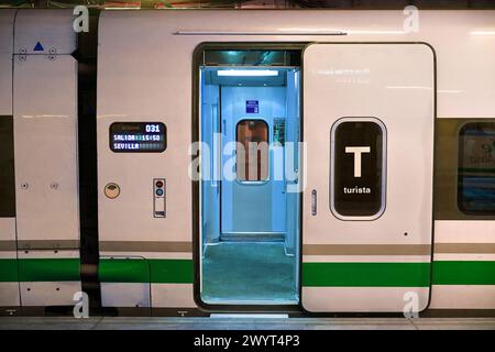 Treno ad alta velocità. Stazione di Sans. Barcellona. Catalogna. Spagna. Foto Stock