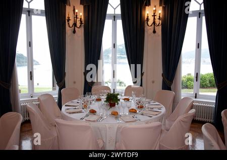 Sala da pranzo di gala, Palacio de Miramar, San Sebastian, Gipuzkoa, Euskadi, Spagna. Foto Stock