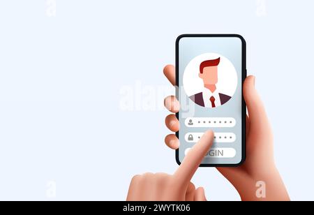 Telefono Smart login con, ID persona autorizzazione. Vettore Illustrazione Vettoriale