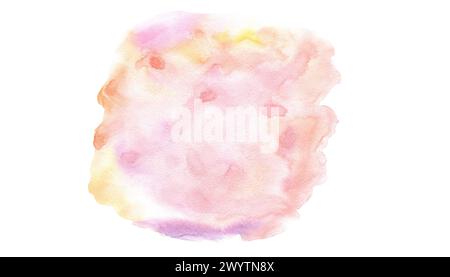 Acquerello rosa astratto. Illustrazione disegnata a mano. Spruzzi di colore sulla carta. Texture primaverile pastello. Tratti di vernice. Sfondo verniciato spazzolato. Foto Stock