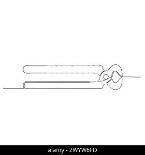 Disegno in linea continua di una tenaglia per chiodi da taglio. Semplice vettore piatto disegnato a mano per utensili in ingegneria e costruzione Illustrazione Vettoriale