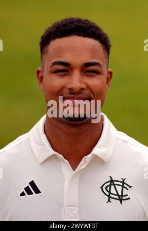 Il Ben Martindale del Nottinghamshire durante una giornata mediatica a Trent Bridge, Nottingham. Data foto: Mercoledì 3 aprile 2024. Foto Stock