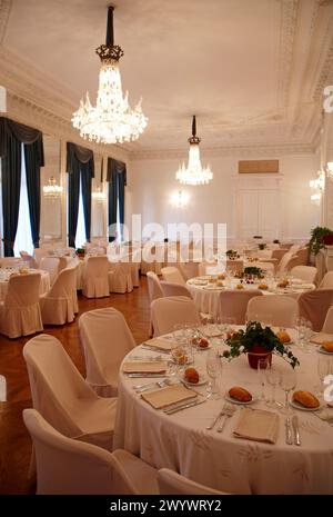 Sala da pranzo di gala, Palacio de Miramar, San Sebastian, Gipuzkoa, Euskadi, Spagna. Foto Stock