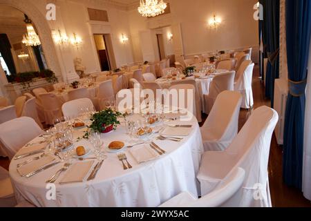 Sala da pranzo di gala, Palacio de Miramar, San Sebastian, Gipuzkoa, Euskadi, Spagna. Foto Stock