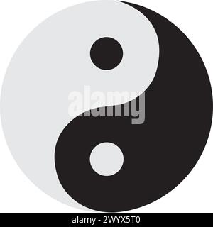 Icona Ying yang disegno del simbolo dell'illustrazione vettoriale Illustrazione Vettoriale