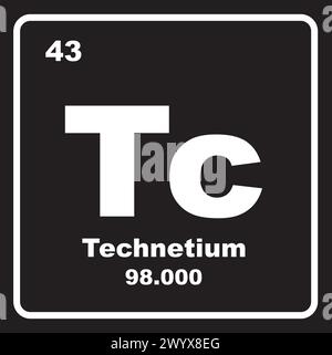 Icona tecnezio, elemento chimico nella tavola periodica Illustrazione Vettoriale