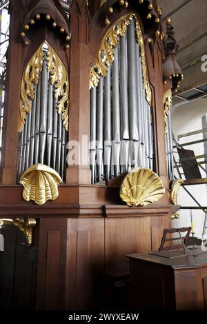 Organo nella Cappella di tutti i Santi, Vecchio Palazzo reale, Castello di Praga, Praga, Repubblica Ceca. Foto Stock