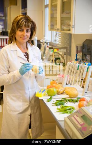 Estrazione del DNA, reazione a catena alimentare e polimerasi (PCR), laboratorio di biotecnologia, Neiker Tecnalia, Instituto de Investigación y Desarrollo Agrario, Ganadero, Forestal y del Medio Natural, Arkaute, Alava, Euskadi. Spagna. Foto Stock