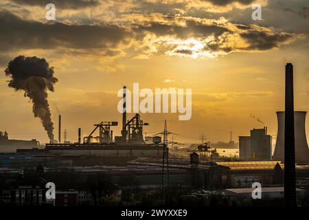 Acciaierie, Hüttenwerke Krupp-Mannesmann, HKM a Duisburg-Hüttenheim, cokeria e 2 altiforni, impianto di sinterizzazione e centrale elettrica, NRW, Germ Foto Stock