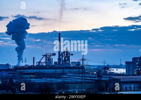 Acciaierie, Hüttenwerke Krupp-Mannesmann, HKM a Duisburg-Hüttenheim, cokeria e 2 altiforni, impianto di sinterizzazione e centrale elettrica, NRW, Germ Foto Stock