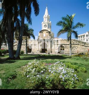 Puerta del Reloj, città fortificata di Cartagena de Indias. Colombia. Foto Stock