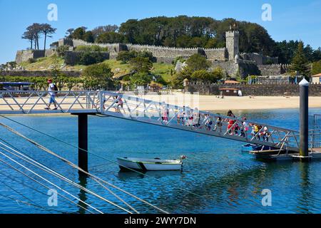 Castello di Monterreal e Marina, Baiona, Bayona, Pontevedra, Galizia, Spagna. Foto Stock