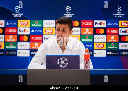 Madrid, Madrid, Spagna. 8 aprile 2024. Rodrigo Hernandez Cascante (Rodri) del Manchester City durante la conferenza stampa un giorno prima dei quarti di finale della partita di Champions League contro il Real Madrid allo stadio Santiago Bernabeu di Madrid. (Credit Image: © Alberto Gardin/ZUMA Press Wire) SOLO PER USO EDITORIALE! Non per USO commerciale! Foto Stock