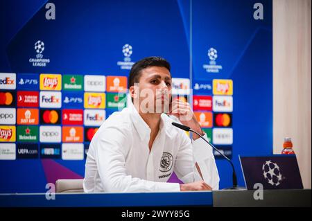 Madrid, Madrid, Spagna. 8 aprile 2024. Rodrigo Hernandez Cascante (Rodri) del Manchester City durante la conferenza stampa un giorno prima dei quarti di finale della partita di Champions League contro il Real Madrid allo stadio Santiago Bernabeu di Madrid. (Credit Image: © Alberto Gardin/ZUMA Press Wire) SOLO PER USO EDITORIALE! Non per USO commerciale! Foto Stock