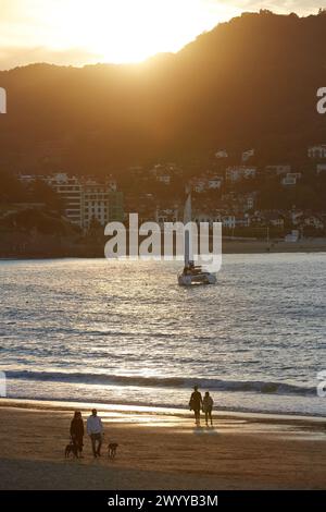 Spiaggia Concha. Donostia. San Sebastian. Paese basco. Spagna. Foto Stock