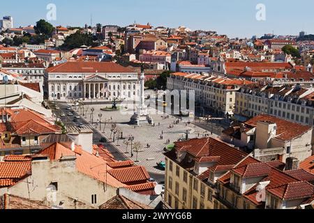 Affacciato su Piazza Rossio, Lisbona, Portogallo Foto Stock