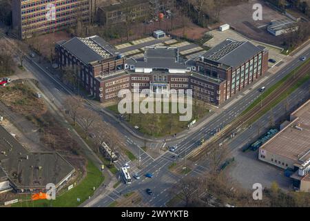 Vista aerea, Jobcenter nella piscina municipale, ex piscina municipale, Obermarxloh, Duisburg, regione della Ruhr, Renania settentrionale-Vestfalia, Germa Foto Stock