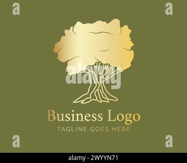 Elegante logo Olive Tree o Olive Illustrazione Vettoriale