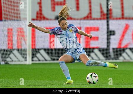 Lovanio, Belgio. 5 aprile 2024. Olga (19) di Spagna, nella foto di una partita tra le squadre nazionali del Belgio, chiamata Red Flames e Spagna, nella prima partita del girone A2 nella fase di campionato della UEFA Women's European Qualifiers 2023-24, venerdì 5 aprile 2024 a Lovanio, BELGIO. Crediti: Sportpix/Alamy Live News Foto Stock