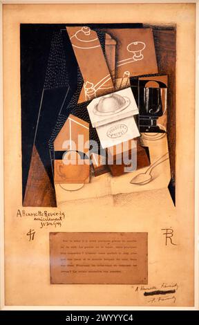 Macinacaffè, tazza e bicchiere su un tavolo, 1915 - 1916, Juan Gris, Museo Nacional Centro de Arte Reina Sofia, Madrid, Spagna, Europa. Foto Stock