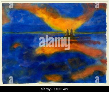 Emil Nolde, Nolde, 1867-Seebüll, 1956, Red Clouds, museo Thyssen Bornemisza, Madrid, Spagna, Europa. Foto Stock