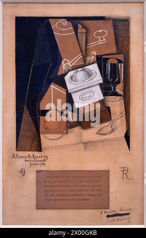 Macinacaffè, tazza e bicchiere sul tavolo, 1915-1916, Juan Gris (1887-1927), Museo Reina Sofia, Madrid, Spagna. Foto Stock