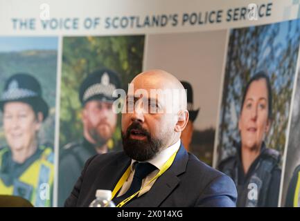 Foto archiviata di David Kennedy, Segretario generale della Scottish Police Federation, che ha avvertito del potenziale impatto di un ulteriore calo del numero degli ufficiali. Dalla creazione della Police Scotland nell'aprile 2013, i numeri sono scesi da 17.324 a 16.363 - 250 in meno rispetto al trimestre precedente. Data di pubblicazione: Martedì 9 aprile 2024. Foto Stock