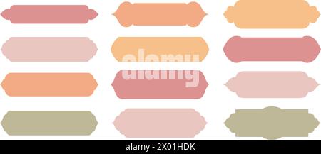 Islam tradizionale collezione di finestre o porte a forma orizzontale per bordi o design separatore. Set di cornice Moschea musulmana silhouette Illustrazione Vettoriale