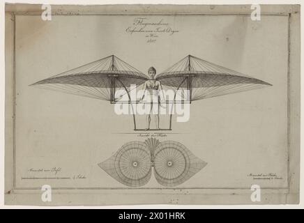 Flugmaschina. Erfunden von Jacob Degen a Vienna, 1807 Foto Stock