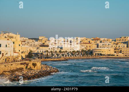 Vista della Vieste dal mare. Vieste, Foggia, Puglia, Italia, Europa. Foto Stock