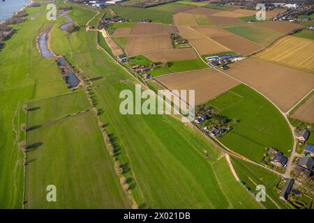 Vista aerea, Dornicksche Ward Landscape Conservation area LSG, Residential building, Dornick, Emmerich am Rhein, Renania settentrionale-Vestfalia, Germania Foto Stock