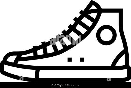 sneakers alte, streetwear cloth fashion line, illustrazione vettoriale Illustrazione Vettoriale