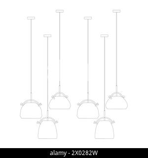 Profilo delle plafoniere sospese. Impostare oggetto isolato. Illustrazione vettoriale. Illustrazione Vettoriale