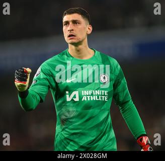 Londra, Regno Unito. 4 aprile 2024 - Chelsea contro Manchester United - Premier League - Stamford Bridge. Il portiere del Chelsea Djordje Petrovic in azione contro il Manchester United. Crediti immagine: Mark Pain / Alamy Live News Foto Stock